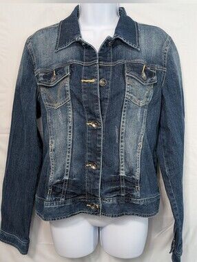 Hang Ten Jean Jacket Womens Large Denim Blue Casual Skater y2k Casual Normcore